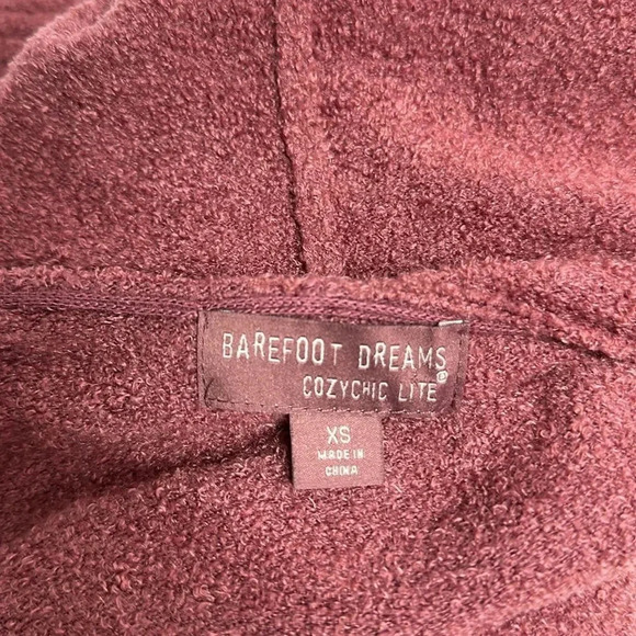 Barefoot Dreams CozyChic Lite Relaxed Hooded Cardi with Pockets Mauve Pink XS - Picture 8 of 10